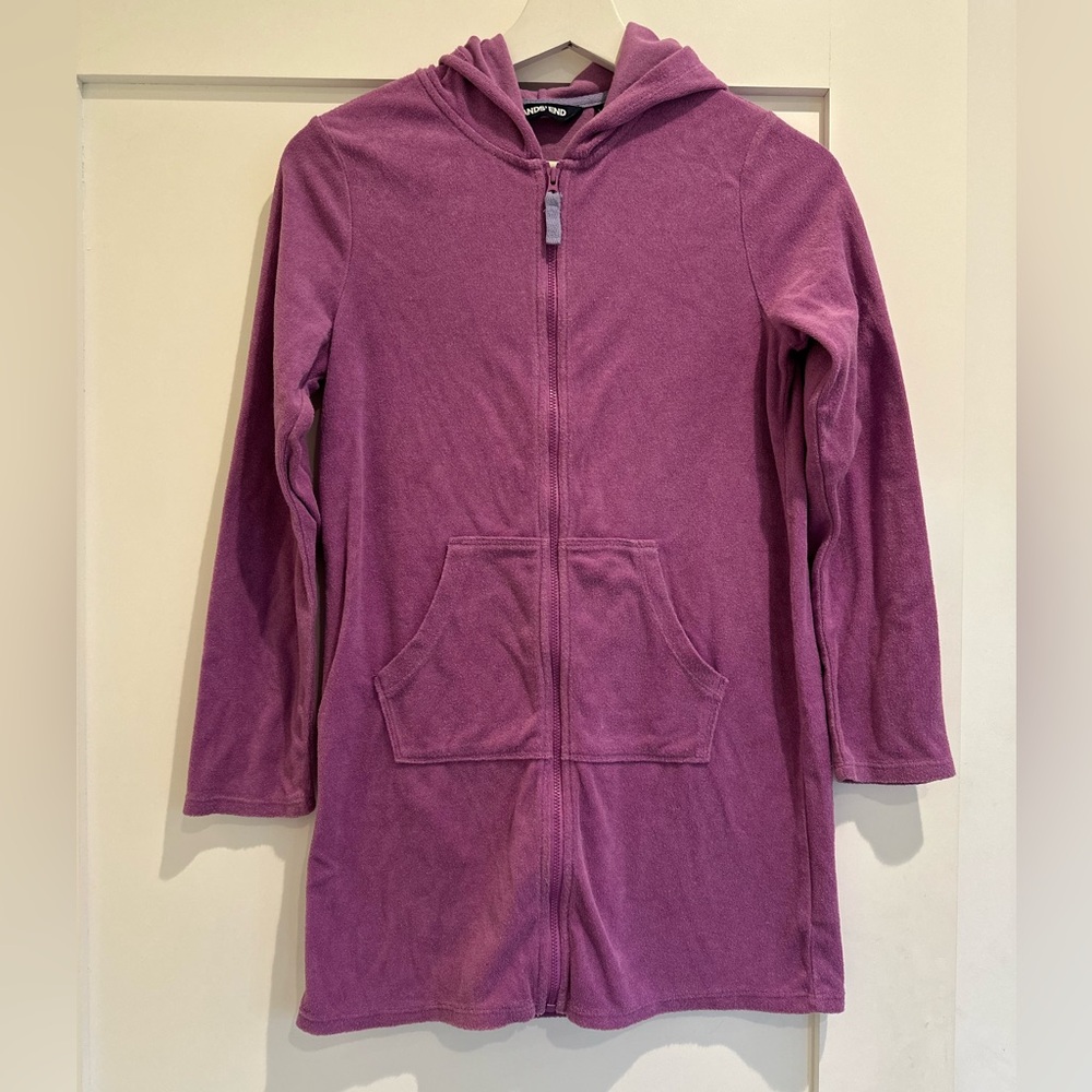 Lands’ End Purple Swimsuit Cover Up Girls Size M Ages 10-12